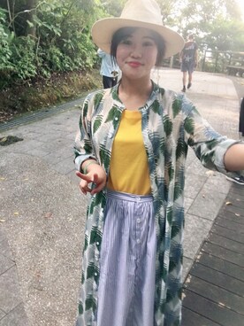 「NET（ネット）のアイテム（ワンピース、グリーン系）」を使った、Kaitlyn Liuさん（レディース・163cm）の夏コーディネート