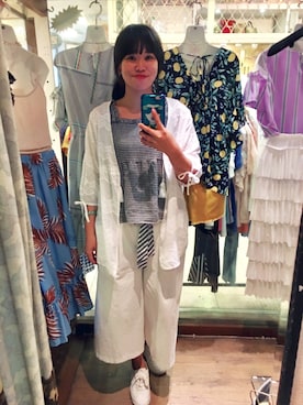 「UNKNOWN.（アンノウン）のアイテム（シューズ）」を使った、Kaitlyn Liuさん（レディース・163cm）の夏コーディネート