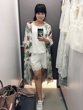 「NET（ネット）のアイテム（パンツ）」を使った、Kaitlyn Liuさん（レディース・163cm）の夏コーディネート