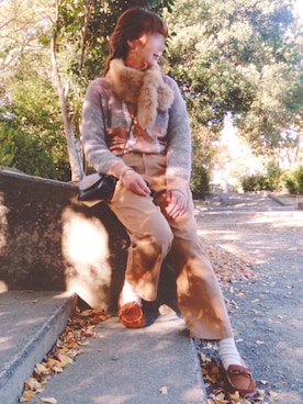 「GU（ジーユー）のアイテム（チノパンツ、ベージュ系）」を使った、sakiさん（レディース・167cm）の秋コーディネート