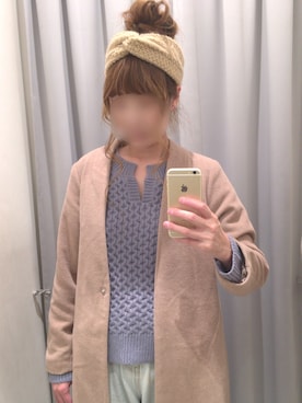 「GU（ジーユー）のアイテム（ニット/セーター、ブルー系）」を使った、sakiさん（レディース・167cm）の秋コーディネート