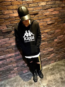 「Gosha Rubchinskiy（ゴーシャラブチンスキー）のアイテム（パーカー）」を使った、杙奈さん（メンズ・173cm）の秋コーディネート