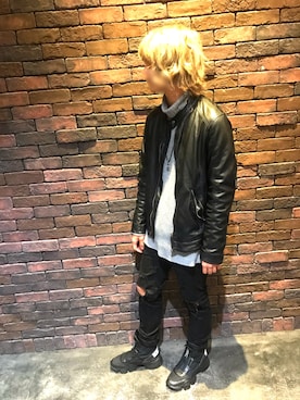 「ZARA MAN」｜「アイテム（ライダースジャケット）」を使った、杙奈さん（メンズ・173cm）の秋コーディネート