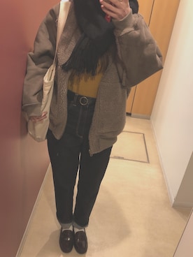 「ハイウエストストレートジーンズ」｜akihoさん（レディース・160cm）の冬コーディネート