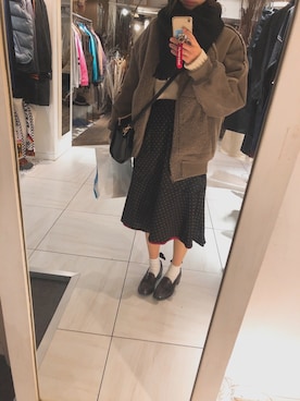 「MURUA（ムルーア）のBIGタートルニットプルオーバー（ニット/セーター）」を使った、akihoさん（レディース・160cm）の冬コーディネート