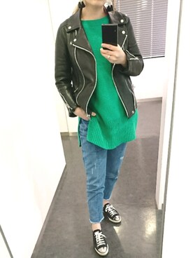 「Editt by YECCA VECCA（エディットバイイェッカヴェッカ）のアイテム（チュニック）」を使った、umさん（レディース・158cm）の春コーディネート