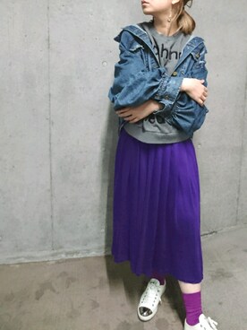 「YECCA VECCA（イェッカヴェッカ）のアイテム（ブルゾン）」を使った、umさん（レディース・158cm）の春コーディネート