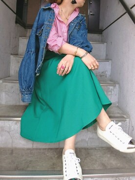 「YECCA VECCA（イェッカヴェッカ）のアイテム（ブルゾン）」を使った、umさん（レディース・158cm）の春コーディネート