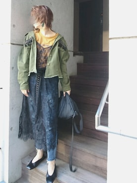 「Editt by YECCA VECCA（エディットバイイェッカヴェッカ）のアイテム（その他アウター）」を使った、umさん（レディース・158cm）の秋コーディネート