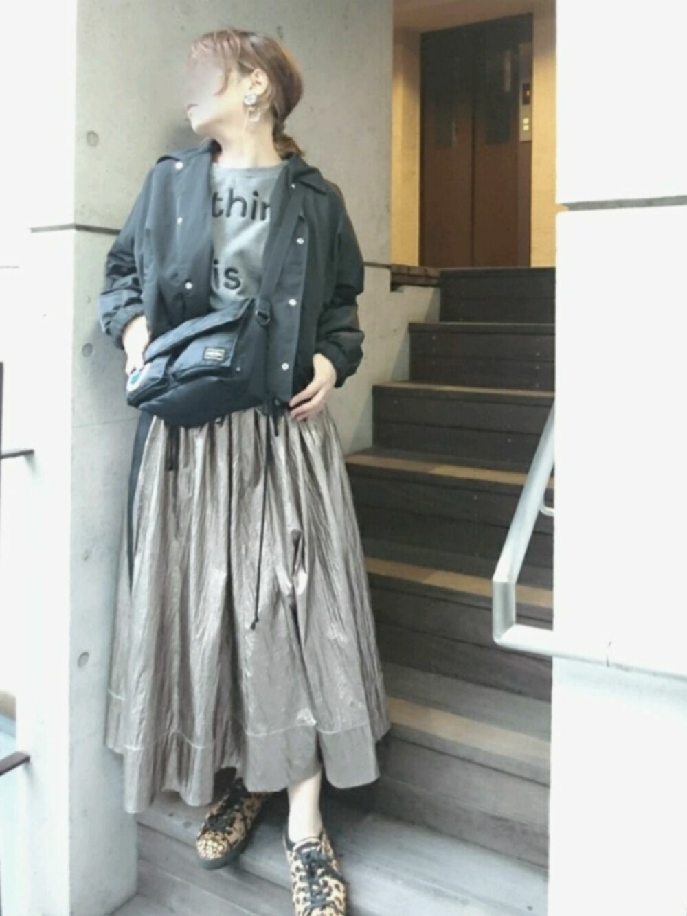 「秋服、スニーカー、undercover、スウェット、ストリートMIX、コーチジャケット、PORTER、おしゃれさんと繋がりたい、ナイロンジャケット、スポーツMIX'18秋」｜「miu miuのアイテム（スニーカー、その他）」を使った、umさん（レディース・158cm）の秋コーディネートの1枚目の写真