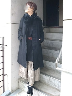 JohnUNDERCOVERのステンカラーコートを使った人気ファッション