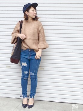 「ＡＮＤＪ（アンドジェイ）のアイテム」を使った、harunaさん（レディース・156cm）の冬コーディネート