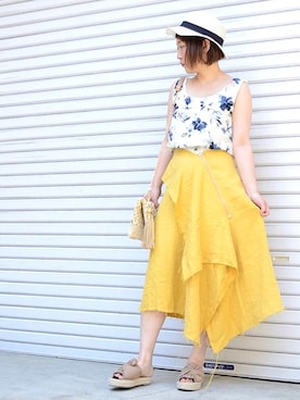 「ＡＮＤＪ（アンドジェイ）のアイテム（トップス）」を使った、harunaさん（レディース・156cm）の夏コーディネート