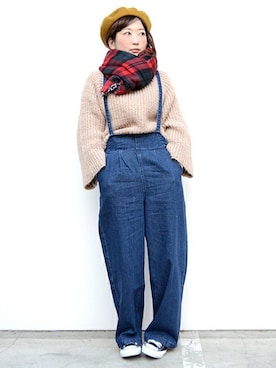 「ゆるゆる」｜「アイテム（オールインワン・サロペット）」を使った、harunaさん（レディース・156cm）の冬コーディネート