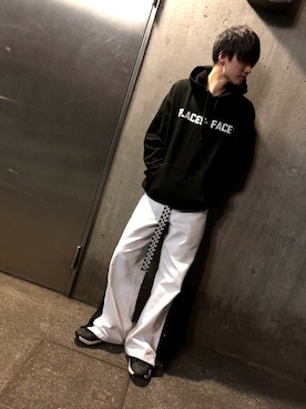 「MYne（マイン）のアイテム（チノパンツ）」を使った、ケンジックスさん（メンズ・172cm）の冬コーディネート