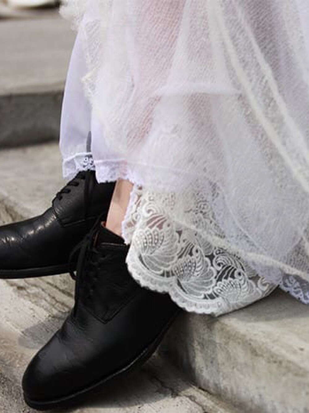 「knit、mohair、にゃむ便り、手編み、革靴、ニットスカート、nyamunyamu、一点もの、knitskirt、wedding dress」｜「nyamunyamuのアイテム（スカート、ホワイト系）」を使った、みやうさん（レディース・170cm）の秋コーディネートの1枚目の写真