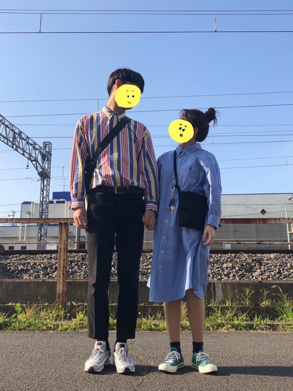 「古着、古着MIX、今日のコーデ、休日コーデ、韓国ファッション」｜「POLO RALPH LAURENのアイテム（シャツ/ブラウス、ブルー系）」を使った、ヒヨンさん（メンズ・183cm）の春コーディネートの1枚目の写真