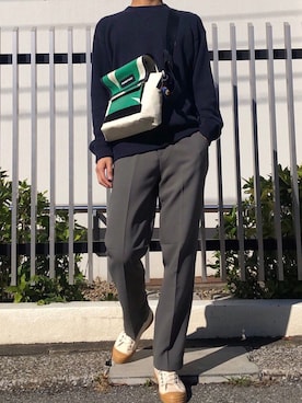 「CDG（シーディージー）のアイテム（シューズ）」を使った、ヒヨンさん（メンズ・183cm）の秋コーディネート