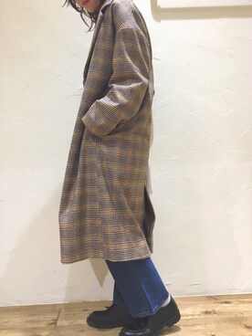 「レトロ」｜「アイテム（チェスターコート）」を使った、koz▲さん（レディース・160cm）の冬コーディネート