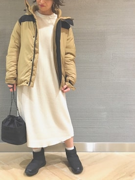 「ワッフル」｜「アイテム（ダウンジャケット/コート）」を使った、koz▲さん（レディース・160cm）の秋コーディネート