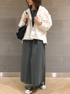 「niko and...（ニコアンド）のアイテム（ノーカラージャケット）」を使った、koz▲さん（レディース・160cm）の春コーディネート