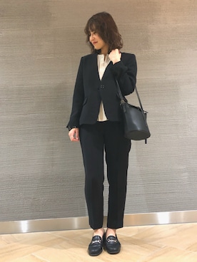「niko and...（ニコアンド）のアイテム（ノーカラージャケット）」を使った、koz▲さん（レディース・160cm）の春コーディネート