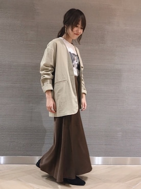 「niko and...（ニコアンド）のアイテム（ノーカラージャケット）」を使った、koz▲さん（レディース・160cm）の夏コーディネート