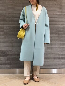 「niko and...（ニコアンド）のアイテム（ノーカラージャケット）」を使った、koz▲さん（レディース・160cm）の冬コーディネート