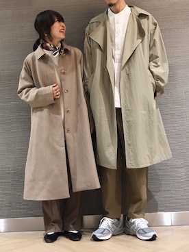 「niko and...（ニコアンド）のアイテム（ステンカラーコート）」を使った、koz▲さん（レディース・160cm）の冬コーディネート
