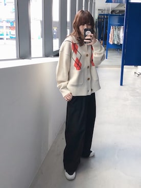 「MAINBOOTH（メインブース）のアイテム」を使った、koz▲さん（レディース・160cm）の秋コーディネート