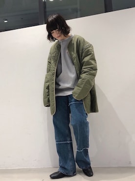 「MAINBOOTH（メインブース）のアイテム」を使った、koz▲さん（レディース・160cm）の冬コーディネート