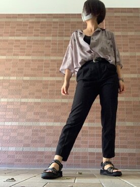 「LOWRYS FARM（ローリーズファーム）のセンタープレスカラーフレアパンツ　870189（その他パンツ）」を使った、はくさん（レディース・159cm）の秋コーディネート