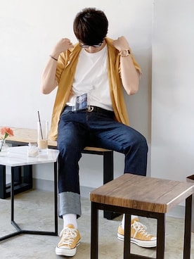 「MR.GENTLEMAN（ミスタージェントルマン）のアイテム（バッグ）」を使った、RYOniiさん（メンズ・181cm）の夏コーディネート