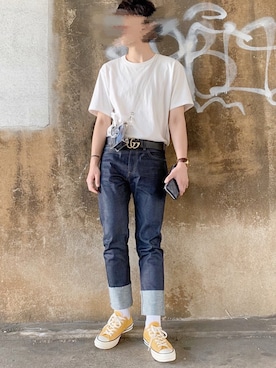 「MR.GENTLEMAN（ミスタージェントルマン）のアイテム（バッグ）」を使った、RYOniiさん（メンズ・180cm）の夏コーディネート