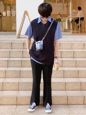 「MR.GENTLEMAN（ミスタージェントルマン）のアイテム（バッグ）」を使った、RYOniiさん（メンズ・180cm）の夏コーディネート