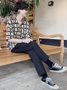 「MR.GENTLEMAN（ミスタージェントルマン）のアイテム（バッグ）」を使った、RYOniiさん（メンズ・181cm）の夏コーディネート