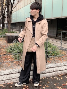 「NERDY（ノルディ）のアイテム（パーカー）」を使った、RYOniiさん（メンズ・180cm）の冬コーディネート