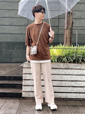 「MR.GENTLEMAN（ミスタージェントルマン）のアイテム（バッグ）」を使った、RYOniiさん（メンズ・180cm）の夏コーディネート