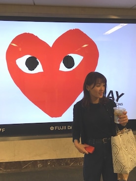 「HANES（ヘインズ）の《HANES》ベーシックラウンドネックTシャツ（Tシャツ/カットソー、ブラック系）」を使った、fuuさん（レディース・155cm）の春コーディネート