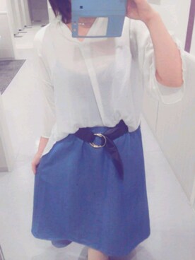 「rps（アールピーエス）のアイテム（デニムスカート）」を使った、おきちゃん(*ˊˋ*)さん（レディース・159cm）の夏コーディネート
