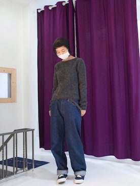 「Scye（サイ）のアイテム（パンツ）」を使った、真名子さん（レディース・172cm）の秋コーディネート