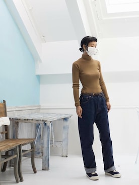 「Scye（サイ）のアイテム（パンツ）」を使った、真名子さん（レディース・172cm）の秋コーディネート