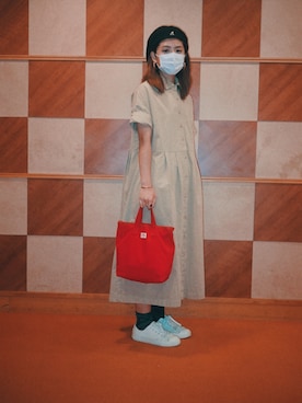 「MUJI」｜「アイテム（ハンチング/ベレー帽）」を使った、evelynkwanさん（レディース・157cm）の夏コーディネート