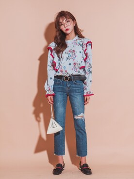 「花柄ブラウス」｜GIRLS RULEさん（レディース・165cm）の冬コーディネート