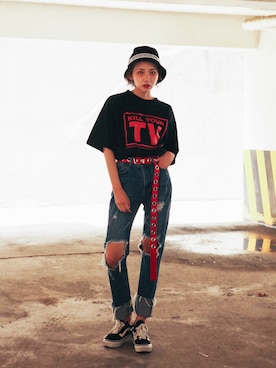 「アイテム（Tシャツ/カットソー、その他）」を使った、GIRLS RULEさん（レディース・165cm）の夏コーディネート