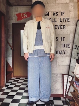 「アイテム（キャスケット、ブルー系）」を使った、PWさん（メンズ・175cm）の冬コーディネート