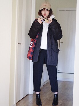 「VANS（バンズ）のアイテム（ダウンジャケット/コート）」を使った、南徐NanHsuさん（レディース・165cm）の冬コーディネート