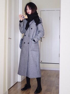 「MANGO（マンゴ）のアイテム（ダッフルコート）」を使った、南徐NanHsuさん（レディース・165cm）の冬コーディネート