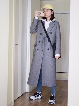 「MANGO（マンゴ）のアイテム（ダッフルコート）」を使った、南徐NanHsuさん（レディース・165cm）の冬コーディネート