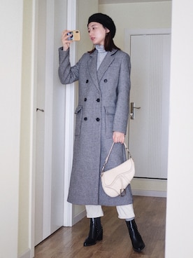 「MANGO（マンゴ）のアイテム（ダッフルコート）」を使った、南徐NanHsuさん（レディース・165cm）の冬コーディネート